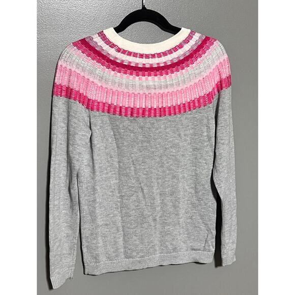 NWT Talbots Gray, Pink, Cream Color Cotton Mix XS Sweater‎ - Picture 2 of 4